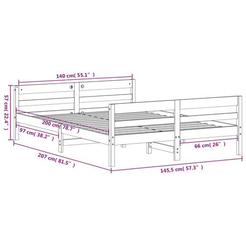 Sengeramme uden madras 140x200 cm massivt fyrretræ hvid