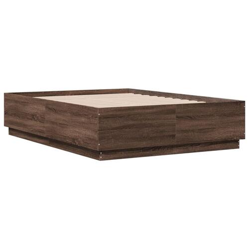 Sengestel 135x190 cm konstrueret træ brun eg