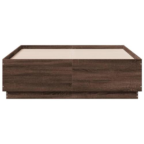 Sengestel 135x190 cm konstrueret træ brun eg