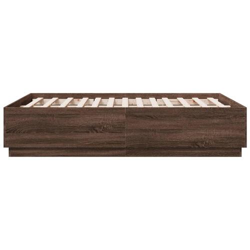 Sengestel 135x190 cm konstrueret træ brun eg