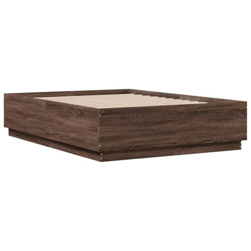 Sengestel 135x190 cm konstrueret træ brun eg