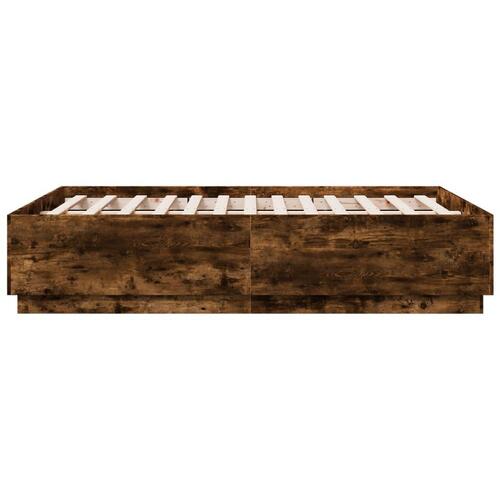 Sengestel 135x190 cm konstrueret træ røget eg