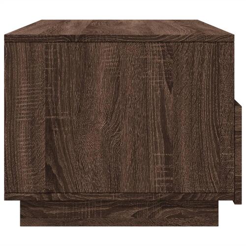 Sofabord med LED-lys 90x49x40 cm brun egetræsfarve
