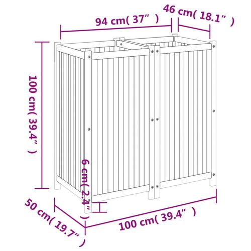 Plantekasse med for 100x50x100 cm massivt akacietræ