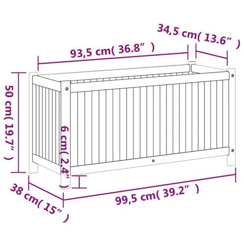 Plantekasse med for 99,5x38x50 cm massivt akacietræ
