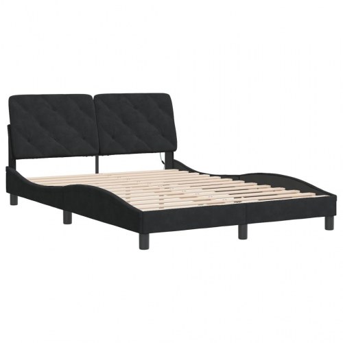 Sengeramme med LED uden madras 120 x 200 cm - sort velour