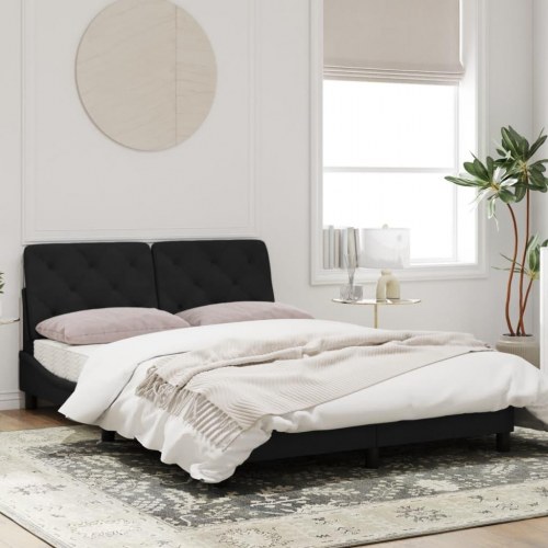 Sengeramme med LED uden madras 120 x 200 cm - sort velour