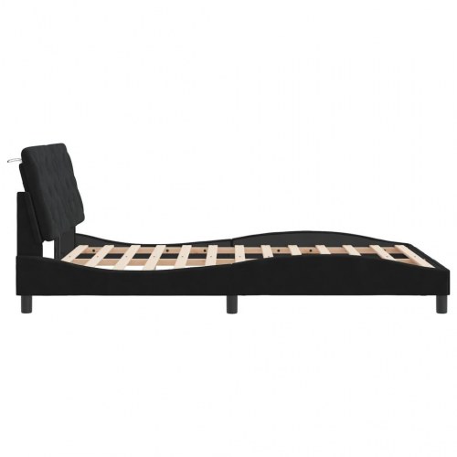 Sengeramme med LED uden madras 120 x 200 cm - sort velour