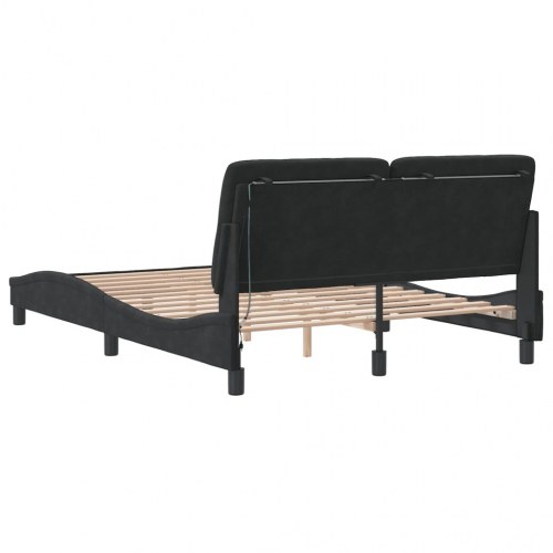 Sengeramme med LED uden madras 120 x 200 cm - sort velour