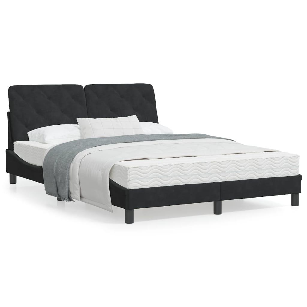 Sengeramme med LED uden madras 140x190 cm velour sort billede