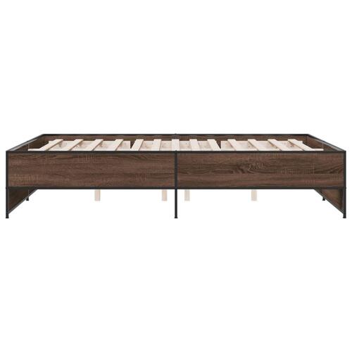Sengestel 140x200 cm konstrueret træ og metal brun egetræ