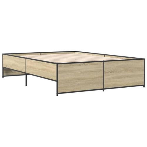 Sengestel 140x190 cm konstrueret træ og metal sonoma-eg