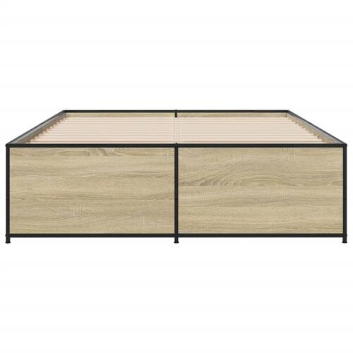 Sengestel 140x190 cm konstrueret træ og metal sonoma-eg