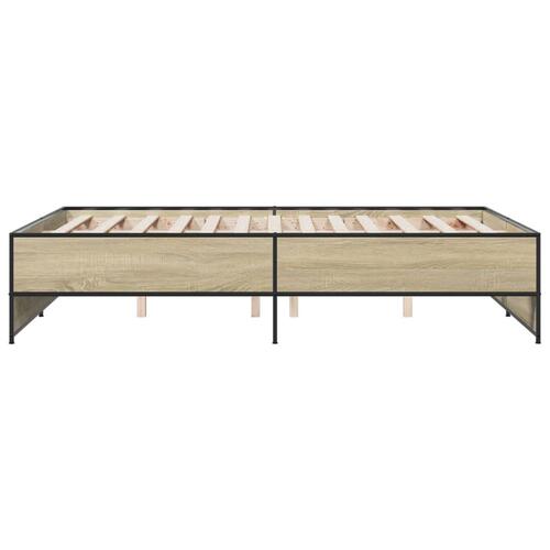 Sengestel 140x190 cm konstrueret træ og metal sonoma-eg
