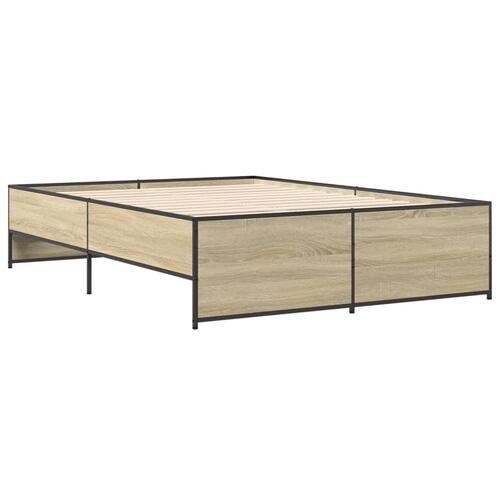 Sengestel 140x190 cm konstrueret træ og metal sonoma-eg
