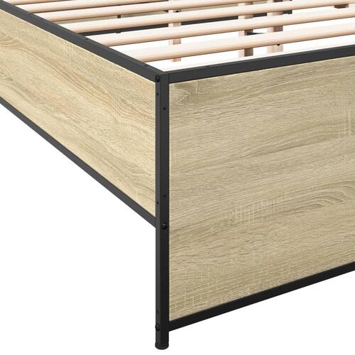 Sengestel 140x190 cm konstrueret træ og metal sonoma-eg