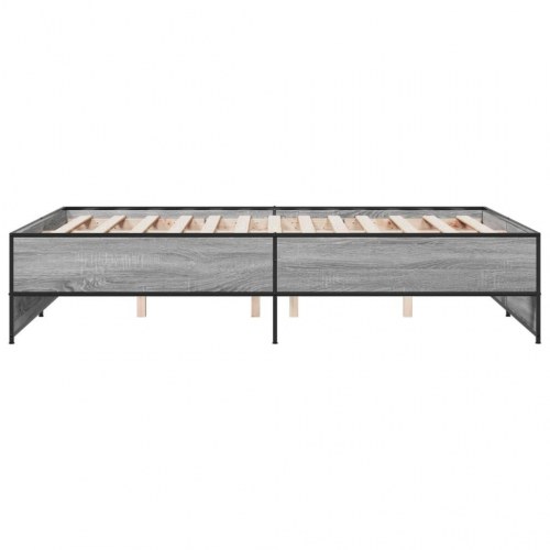 Sengestel 140 x 190 cm i konstrueret træ og metal - grå sonoma-eg