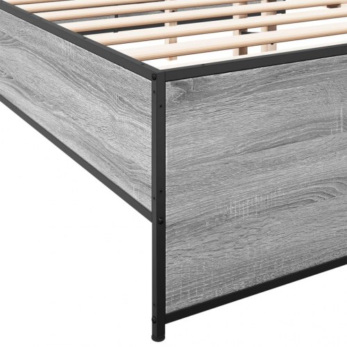Sengestel 140 x 190 cm i konstrueret træ og metal - grå sonoma-eg