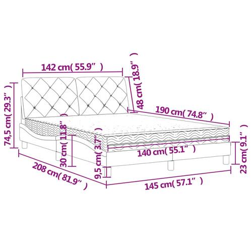Seng med madras 140x190 cm velour sort