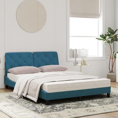 Seng med madras 140x190 cm velour blå
