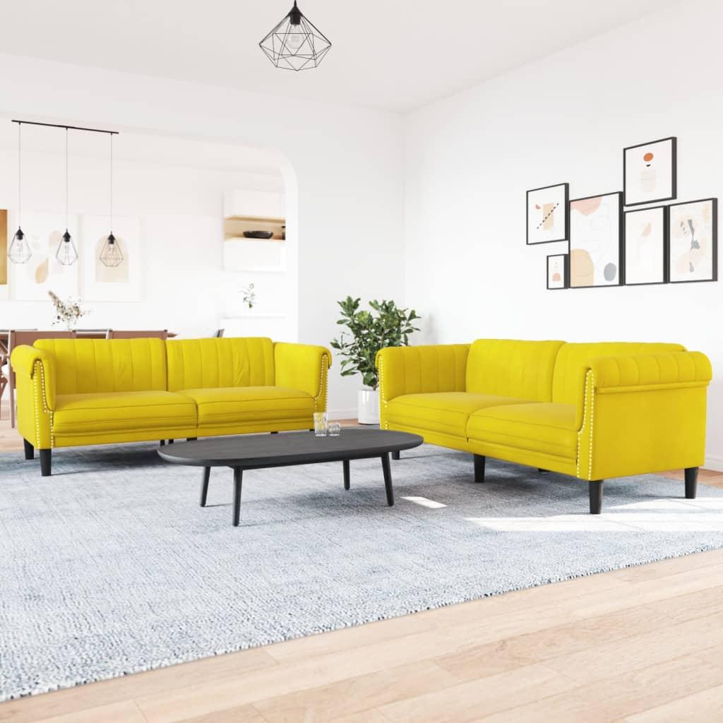 2 personers sofa velour gul