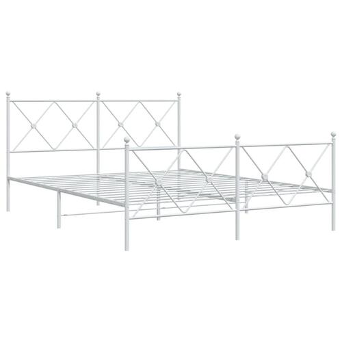Sengeramme med sengegavl og fodgærde 150x200 cm metal hvid