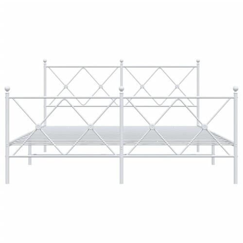 Sengeramme med sengegavl og fodgærde 150x200 cm metal hvid
