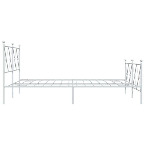 Sengeramme med sengegavl og fodgærde 150x200 cm metal hvid