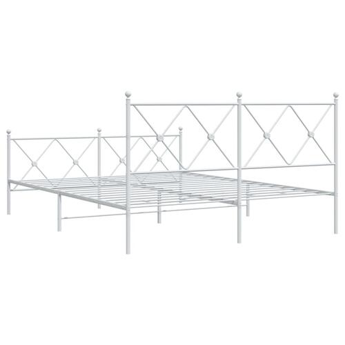 Sengeramme med sengegavl og fodgærde 150x200 cm metal hvid