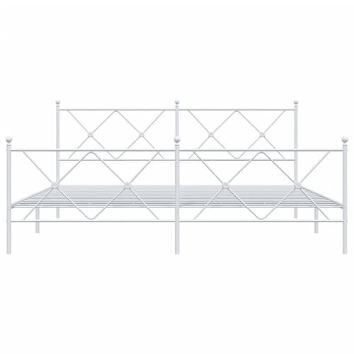 Sengeramme med sengegavl og fodgærde 180x200 cm metal hvid