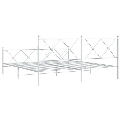 Sengeramme med sengegavl og fodgærde 180x200 cm metal hvid