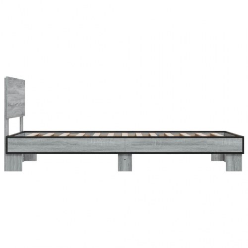 Sengeramme 100x200 cm konstrueret træ og metal grå sonoma-eg