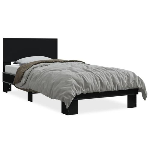 Sengeramme 90x200 cm konstrueret træ og metal sort