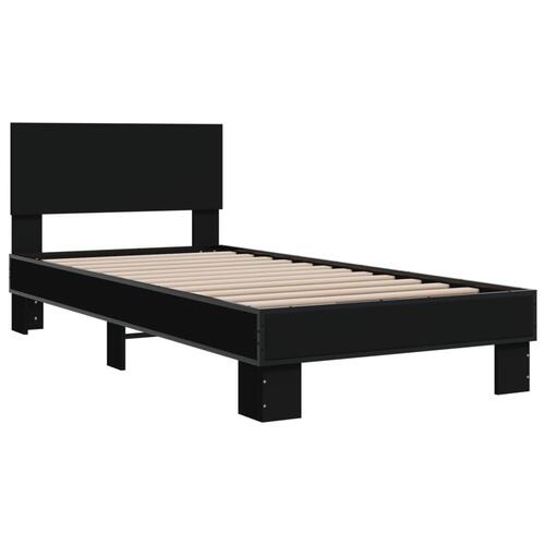 Sengeramme 90x200 cm konstrueret træ og metal sort