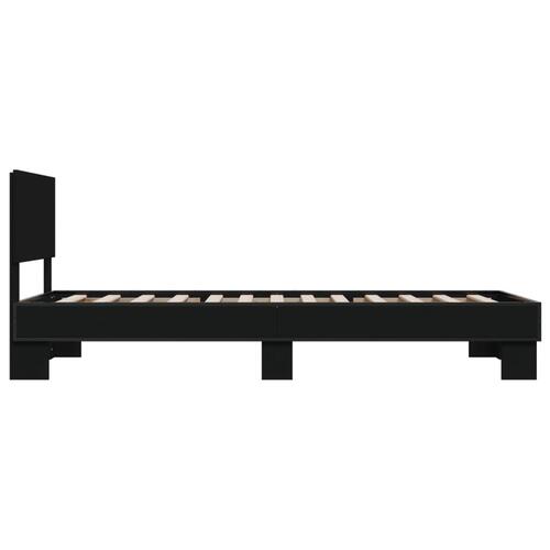 Sengeramme 90x200 cm konstrueret træ og metal sort