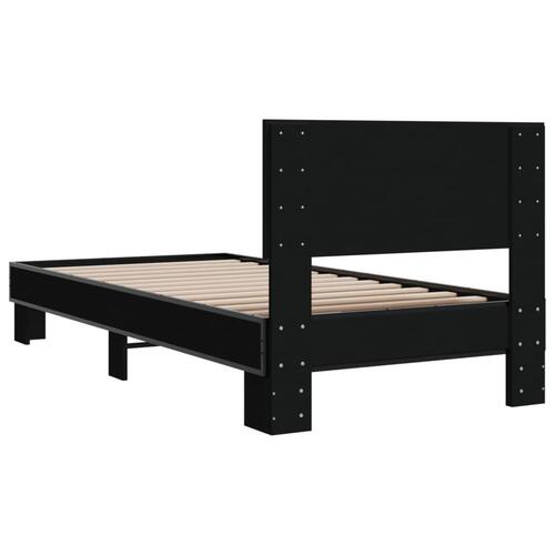 Sengeramme 90x200 cm konstrueret træ og metal sort