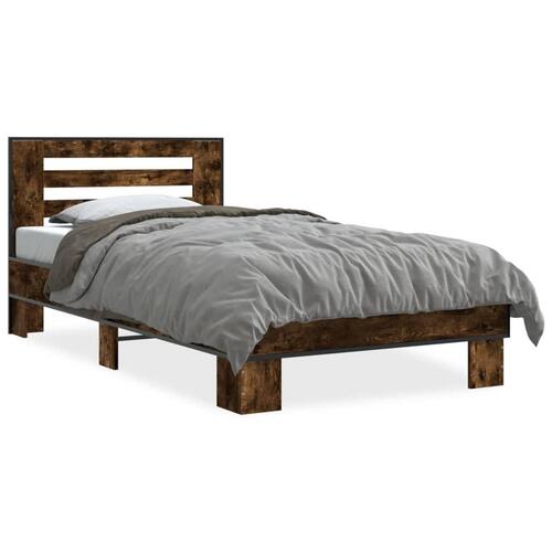 Sengeramme 75x190 cm konstrueret træ og metal røget eg