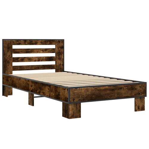 Sengeramme 75x190 cm konstrueret træ og metal røget eg