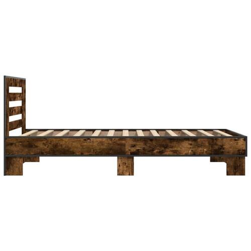 Sengeramme 75x190 cm konstrueret træ og metal røget eg
