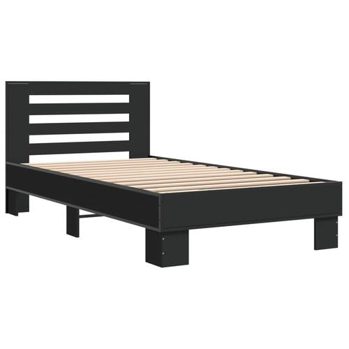 Sengeramme 90x200 cm konstrueret træ og metal sort