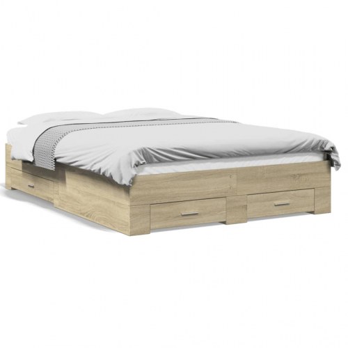 Sengeramme med skuffer 140 x 190 cm - sonoma-eg