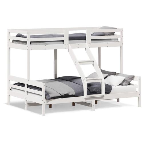 Køjeseng 80x200/140x200 cm massivt fyrretræ hvid