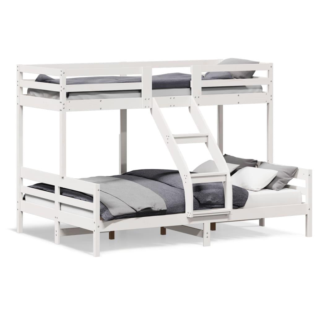 Køjeseng 80x200/140x200 cm massivt fyrretræ hvid