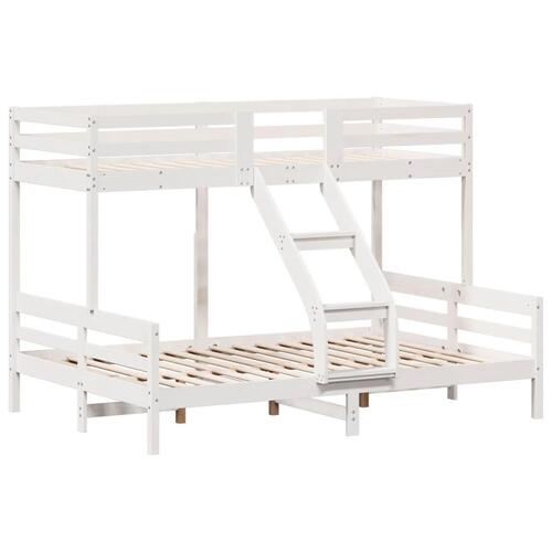 Køjeseng 80x200/140x200 cm massivt fyrretræ hvid