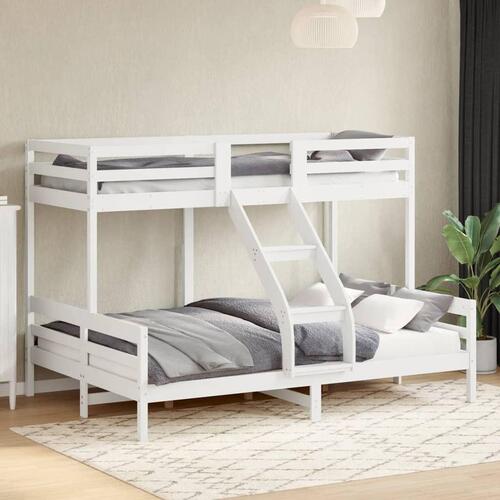 Køjeseng 80x200/140x200 cm massivt fyrretræ hvid