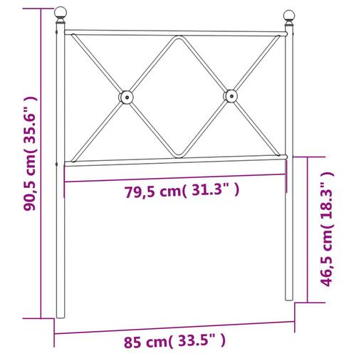 Sengegavl 80 cm metal hvid