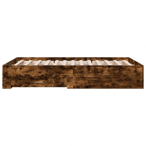 Sengeramme med 4 skuffer 120 x 190 cm - røget eg