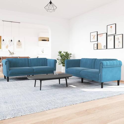 2 personers sofa velour blå