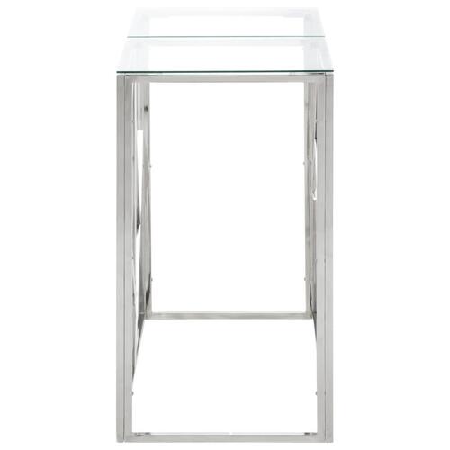 Konsolbord rustfrit stål og hærdet glas sølvfarvet