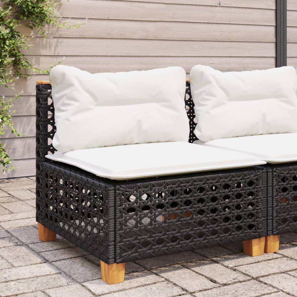 Sofamodul til haven med hynder polyrattan sort